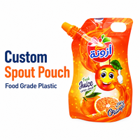 Pochette alimentaire réutilisable avec bec verseur et logo personnalisé, pour boissons, liquides, et recharges de shampoing