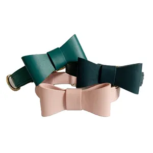 Twinsis Design Pet Gift Genuine Leather Puppy Bow Tie Collar Dog Neck Strap Designer Leash Leather Dog Collars