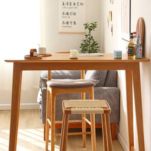 Juego de mesa y sillas de madera maciza de cerezo, diseño minimalista rectangular, muebles de bar duraderos para el hogar - Product Image 2