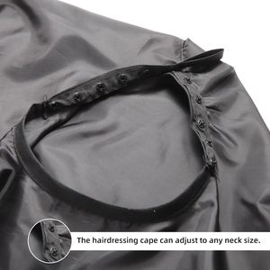 Cape de coiffeur en polyester avec logo personnalisé, pour salon de coiffure et maquillage, avec boutons-pression en silicone, blanc et noir - Product Image 4