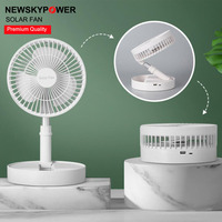 Ventilateur solaire pliable rechargeable Type-C super rafraîchissant, forte vitesse du vent, avec panneau solaire pour bureau, table, camping en plein air