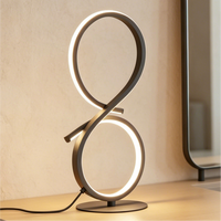 Lampe de table LED moderne en forme d'infini, lumière décorative de chevet pour chambre à coucher, salon, bureau