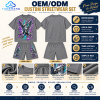 Ensemble streetwear deux pièces pour homme personnalisé : T-shirt respirant en mélange de coton tricoté avec motif Liquid Chrome Griffin et short à cordon de serrage