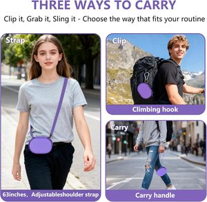 Estuche rígido portátil de EVA para <span class=keywords><strong>JBL</strong></span> Clip5 y <span class=keywords><strong>Clip4</strong></span>, estuche de transporte para altavoz Bluetooth mini con correa para el hogar, exteriores y viajes (morado) - Product Image 4