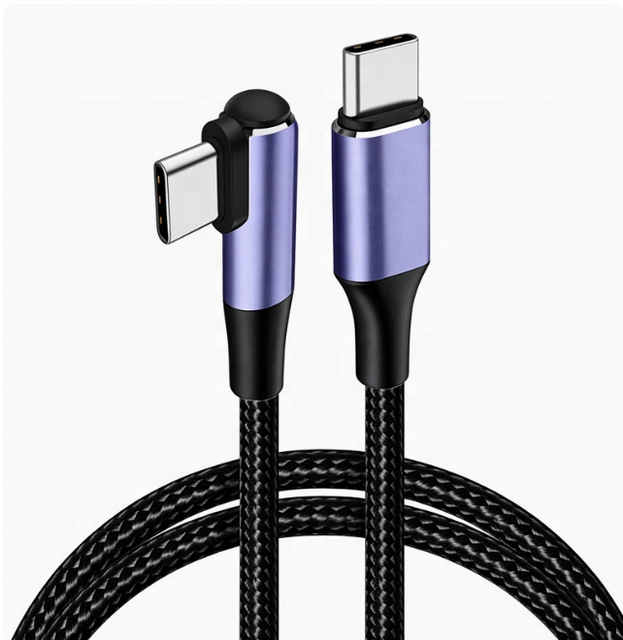 Right Angle Elbow USB Type C -Type C Charging Data Cable PD100W Cable