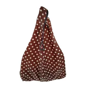 Eco-friendly Brown Polka Dot semplice tessuto in poliestere personalizzabile riutilizzabile Extra Large Plain Tote Bag