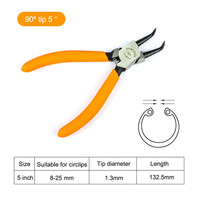 NINDEJIN Industrial 4PCS Internal External Circlip Pliers Set 5 Inch Cr-V Retaining Ring Snap Ring C-Clip PVC Handle