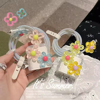 Étui de protection en silicone transparent avec motif floral 3D pour chargeur d'iPhone 11 12 13 14 15, accessoires de protection pour charge rapide 18W-20W