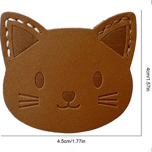 Creative Cartoon Cat PU Leather <b>Bookmark</b>, Cat Head Page Clip, Cute Book Reading Page Breaker, Book Label - Product Image 3
