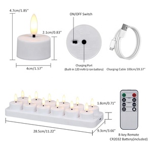Thiết lập của 12 tùy chỉnh <span class=keywords><strong>led</strong></span> Hàng Mã nhựa hẹn giờ USB sạc <span class=keywords><strong>LED</strong></span> trà ánh sáng Nến điện với điều khiển từ xa - Product Image 2