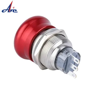 16mm IP40 mushroom illuminated push button Switch with emergency stop function