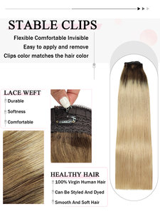 <span class=keywords><strong>Extensiones</strong></span> de Cabello Humano con Clip FH de una Sola Pieza, Tipo Halo Loop, Lisas y Sedosas, con Doble Trama a Máquina - Product Image 6
