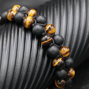 Perles d'hématite d'oeil de tigre réglables de qualité supérieure Bracelet unisexe Design élégant à la mode pierre d'énergie naturelle huile essentielle - Product Image 4