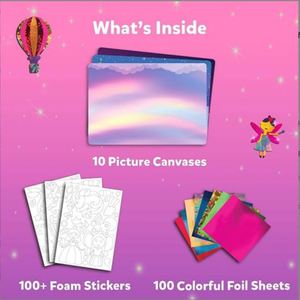 Kits d'activités créatives amusants : Scènes étonnantes d'animaux, livre de coloriage par autocollants, kit d'art en feuille d'aluminium pour enfants - Product Image 4