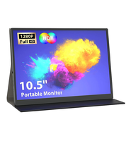 AHXJKA Monitor Portabel 10.5 Inci 1920x1280 IPS HDR dengan Casing Kulit 60Hz Plug and Play USB-C Speaker Internal untuk Laptop Gaming