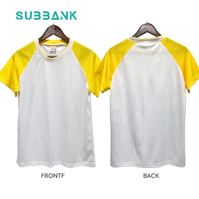 Subbank T Shirts Sublimation Shirt 100% Polyester Blank Custom Printing Quick Dry Mesh Fabric Raglan Color Short Sleeve T-shirt