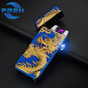 <span class=keywords><strong>FR</strong></span>-603 la plus grande usine de briquets à l'arc de Chine le briquet à motif de dragon créatif briquet électronique coupe-vent - Product Image 3