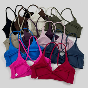 Sujetador deportivo con logo personalizado, cuello en V, espalda cruzada, <span class=keywords><strong>de</strong></span> secado rápido, alta sujeción, para yoga, running, push-up, transpirable, para gimnasio y fitness. - Product Image 3