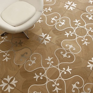 <span class=keywords><strong>Parquet</strong></span> composite en bois <span class=keywords><strong>massif</strong></span> de chêne de style français, mosaïque carrée incrustée de métal, installation par clic, écologique E0, personnalisé pour hôtel - Product Image 2
