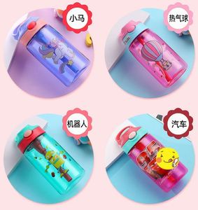 Bouteille d'eau sportive isotherme en plastique écologique pour enfants, motif dessin animé, avec paille et bec de canard, 480 ml, personnalisable - Product Image 5