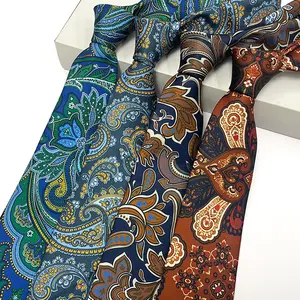 Pemasok Tiongkok grosir kualitas tinggi siap kirim poliester corbata de paisley kustom cetak dasi sutra dasi mewah pria