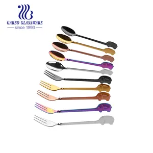 Creative Design Cute Animal Cartoon Spoon Fork Stainless Steel Coffee Dessert Salad Spoon