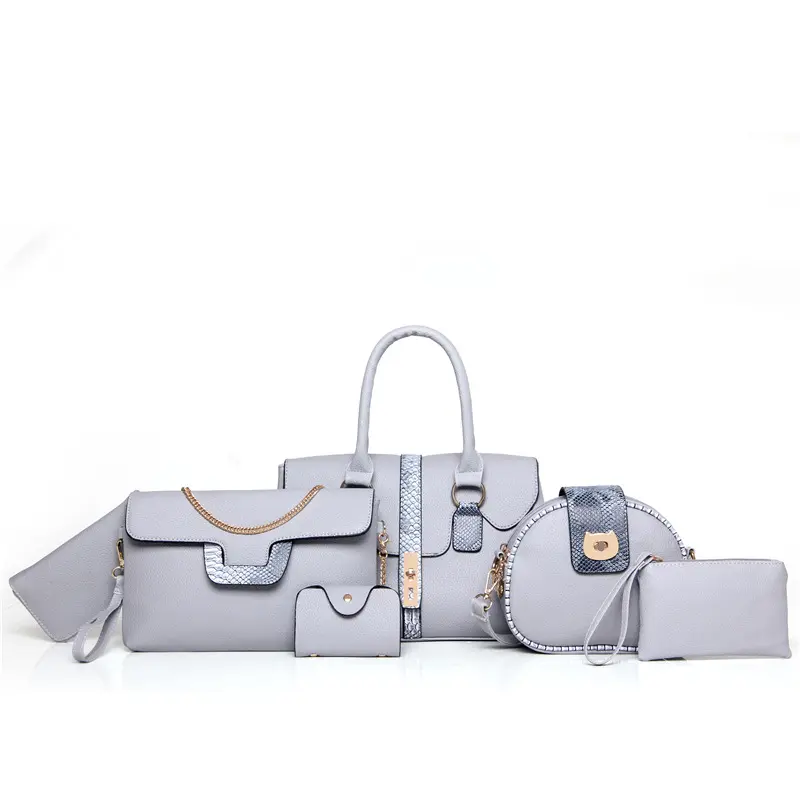 Latest Ladies PU Bag Classical Set Luxury Women Handbag Set 6 in 1 Fashion Single