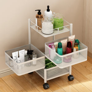 Nieuw Product Opslag 4 Tier Vierkante Plank Keuken Fruit En Groente Rek Vierkante Roterende Trolley - Product Image 1