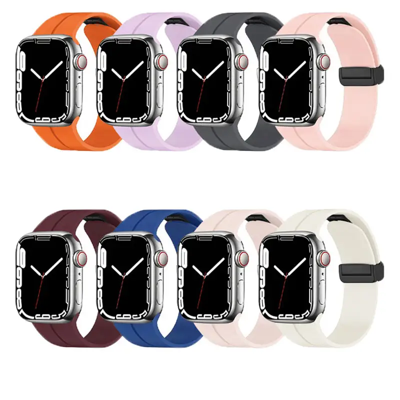 Silicone Dây đeo đồng hồ từ đồng hồ ban nhạc thể thao Vòng đeo tay cao su 38 41 42 44 45 49 mm cho Apple iWatch 3 4 5 6 7 8 siêu