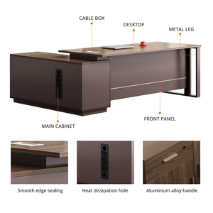 Großhandel Moderner Chefschreibtisch Büromöbel Tisch Kratzfest L-förmiger Holz Chefschreibtisch - Product Image 3