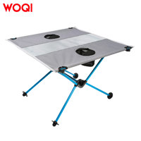 Table de camping pliable WOQI avec 2 porte-gobelets, table de plage ultralégère en aluminium, table portable d'extérieur pour pique-nique, pêche