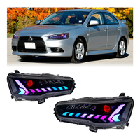 Faros Delanteros Modificados RGB para Mitsubishi Lancer X 2008-2018, Lámpara Frontal con LED DRL Actualizada a Estilo Defender