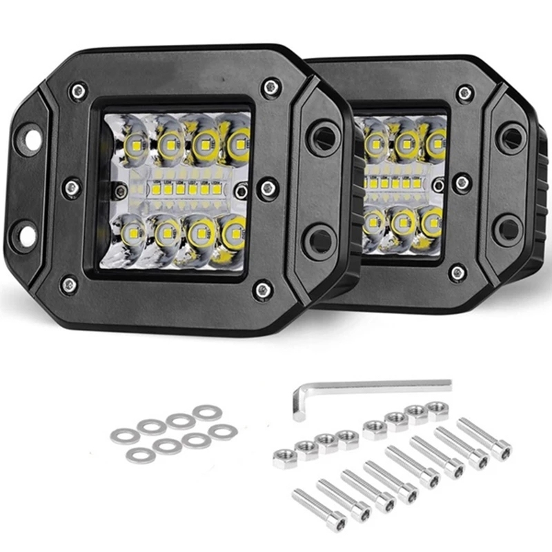 2-inch 16W Recessed square LED Work Light Suitable for Most 12V/24V Vehicles Such As Trucks Boats (ATV) and Off-road Vehicles