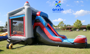 Château rebondissant intérieur et extérieur personnalisé en usine combinaison de toboggan de trampoline gonflable commercial à vendre série spatiale - Product Image 2