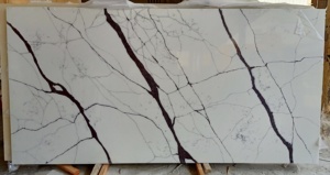 Bề Mặt Rắn Đá Nhân Tạo Nhà Bếp Countertop Thạch Anh Trắng Với Tĩnh Mạch Đen Sử Dụng Thương Mại - Product Image 2