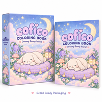 Carnet de coloriage KAIX Cozy Friends, Agenda personnalisé Lapin des rêves, Cahiers Cozy Tiles avec dos coloré