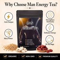 Thé en sachets d'énergie naturelle à la maca, marque privée, directement de l'usine, pour le bien-être et la vitalité quotidiennes des hommes, complément alimentaire à base de plantes, OEM