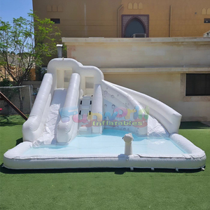 Castillo inflable comercial grande para niños, de color blanco, para bodas, con tobogán y piscina de pelotas. - Product Image 2