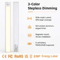 Luz LED con Sensor de Movimiento PIR, Recargable, Inalámbrica, Magnética, de Aluminio, para Debajo del Gabinete, para Cocina, Dormitorio, Entrada, Armario