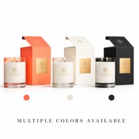 Pot à bougie rond personnalisé en verre transparent avec couvercle en bambou, 8 oz, fond épais, fait main, pour Noël, maison, parfumé, en vrac, boîte