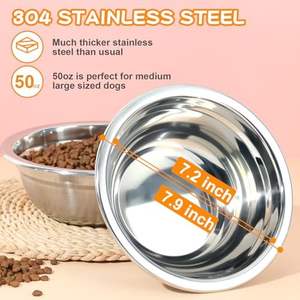 Paslanmaz çelik köpek maması kaseleri kalınlaşmış dayanıklı yedek çanaklar ile gıda ve su bulaşık makinesi için güvenli Metal çanak köpekler için - Product Image 2