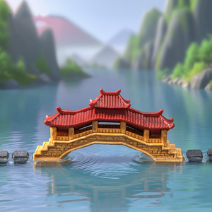 Accessoires de jardin féerique miniature, maison miniature de style chinois, petit pont, figurines en résine, ornements pour la décoration de jardin et de bonsaï - Product Image 4