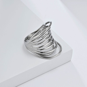 yunnique minimalist, bold, French-style <b>titanium</b> steel 18K gold plated <b>ring</b> for women, high-end fashion jewelry. - Product Image 3
