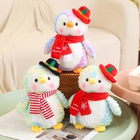 Peluche pingouin de Noël, jouet en peluche, décoration de fête de Noël à la maison, poupée pingouin colorée tie-dye pour cadeau d'hiver