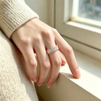 Bague ajustable ouverte pour femme, motif géométrique circulaire en relief, style simple et polyvalent, cadeau bijou