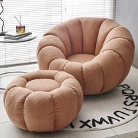 Chaise de loisirs relaxation en tissu velours blanc citrouille, de style nordique, bon marché, ensemble de chambre à coucher, meubles de salon d'hôtel, nouvelle collection