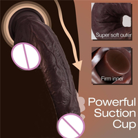 Dildo de Silicona Líquida Negro de 11 Pulgadas, Súper Largo, con Fuerte Ventosa, Masturbador Realista para Mujeres, Juguetes Sexuales