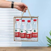 Bahan daur ulang plastik bening PVC tas penyimpanan hadiah dengan pegangan tali PET dilipat kotak anggur transparan untuk buket bunga mainan