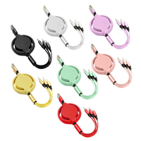 Câble de charge rapide rétractable 3-en-1 en PVC avec logo personnalisé, multi-connecteurs universels pour imprimante et smartphone iOS – Cadeaux en gros