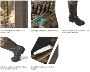 Duck Hunting <strong>Waders</strong> <strong>for</strong> <strong>Men</strong> Realtree MAX5 Camo Waterproof Neoprene Bootfoot 600g Thinsulated Insulated <strong>Waders</strong> Fly Fishing - Product Image 5